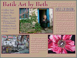Gallery and information by internationally known batik artist Beth McCoy Evans
